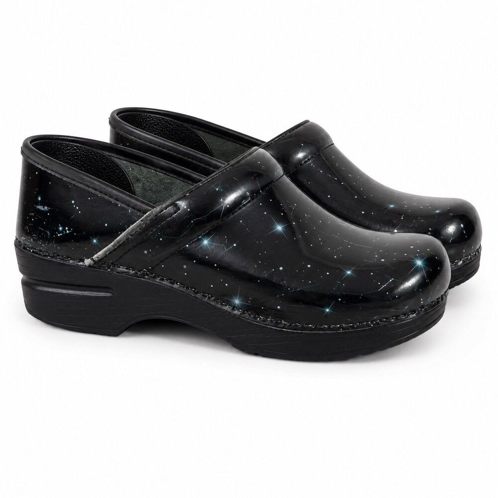 Dansko Professional Clogs Women Size 37 EU Galaxy Patent Leather Nursing Comfort
